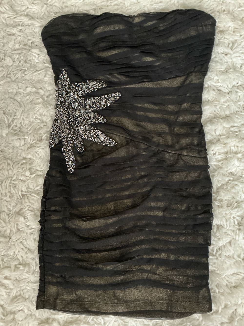 Y2K Black Metallic Mesh Body Con Dress